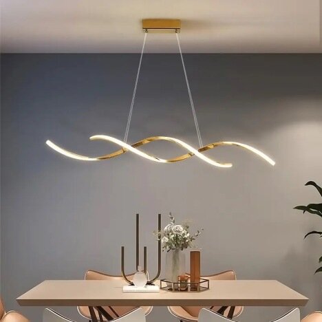 Candelabru LED 76W Twist Gold, LED inclus, 2 surse de iluminare, Telecomanda, Dimabil, Lumina: Cald,